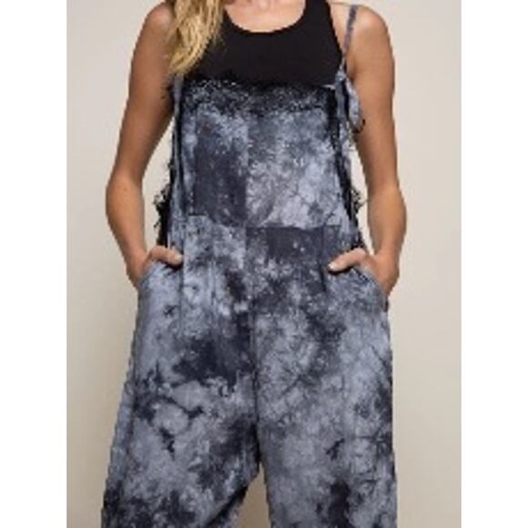 Anthropologie POL tie dye lace jogger jumpsuit loungewear boho lounge M pockets - Picture 4 of 13